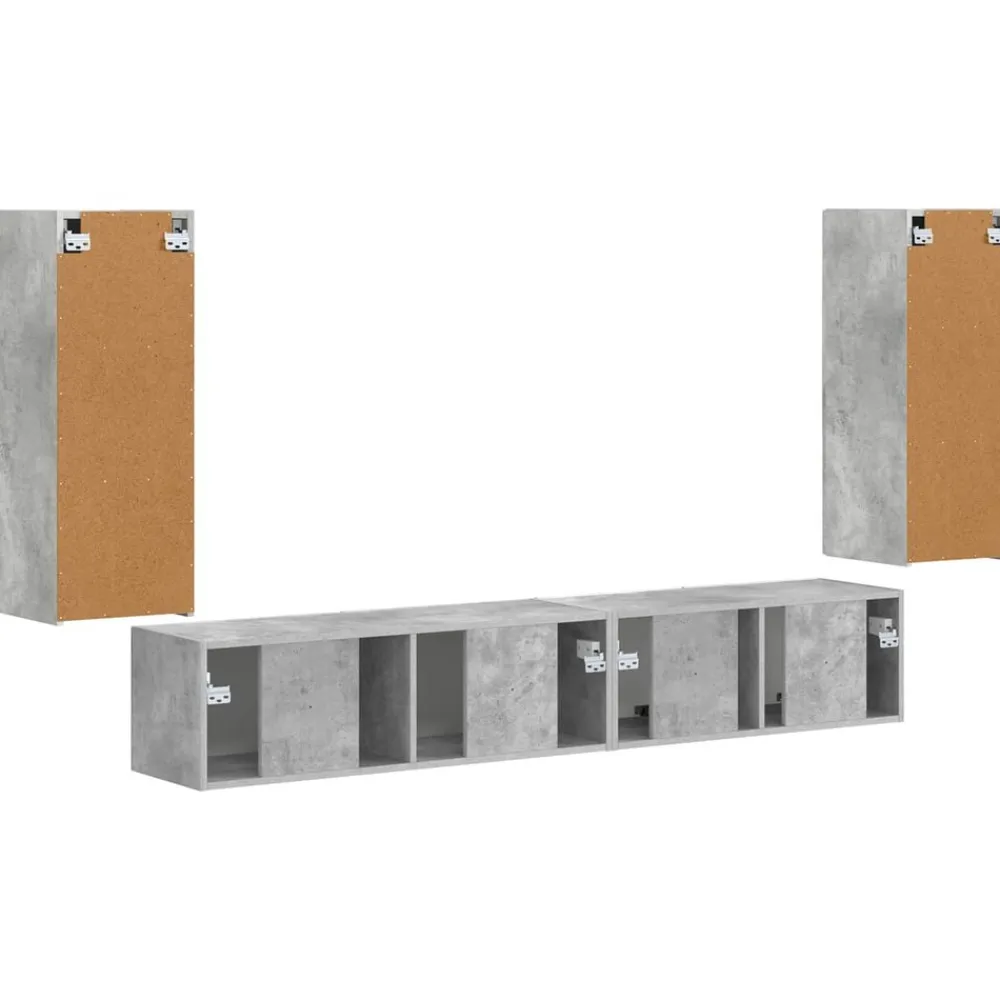 vidaXL Conjunto de mueble de TV 4 pcs Gris Concreto Gris hormigón Discount