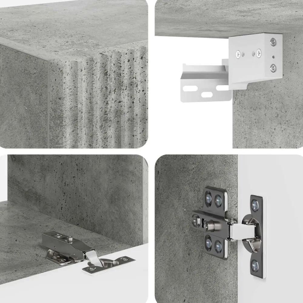 vidaXL Conjunto de mueble de TV 4 pcs Gris Concreto Gris hormigón Discount