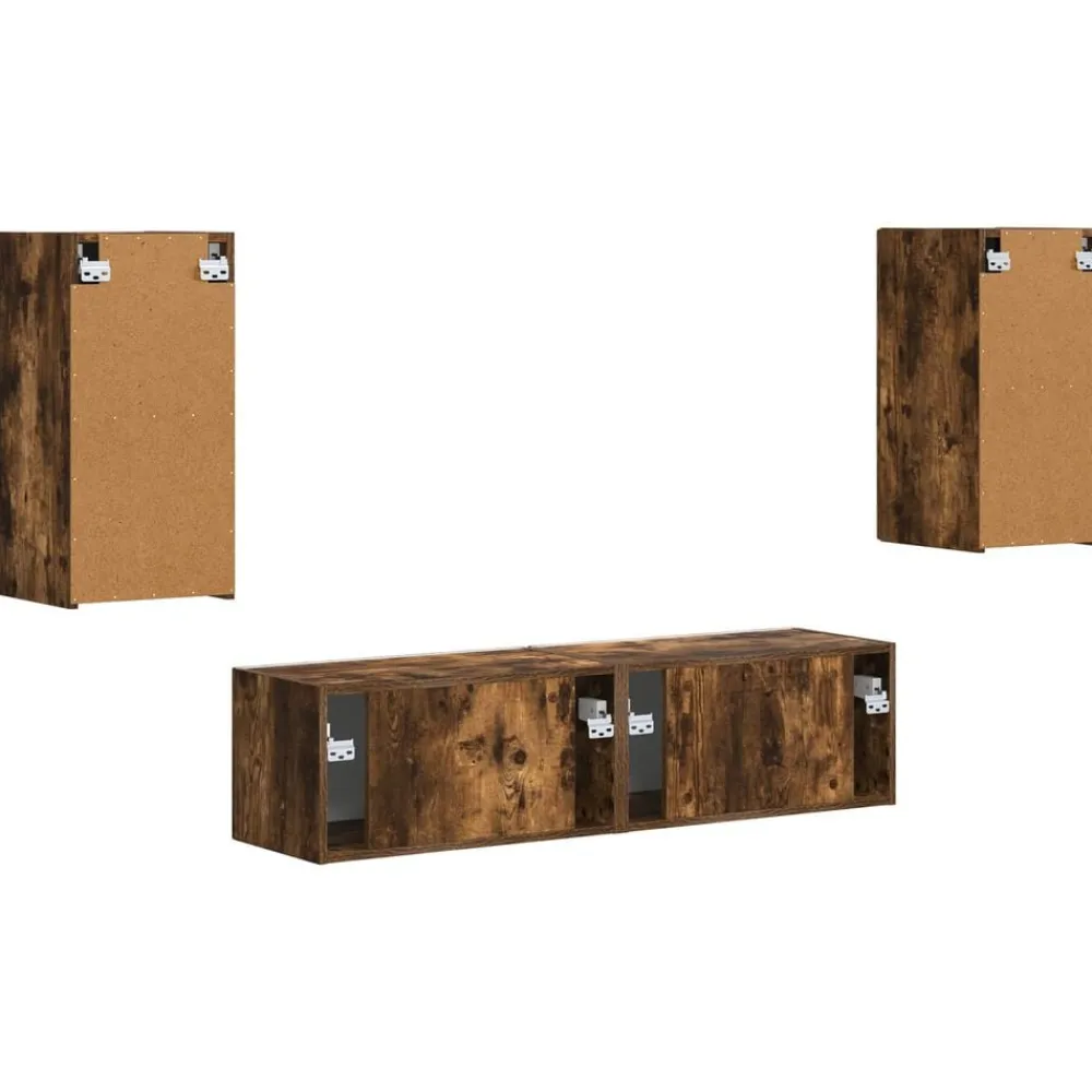 vidaXL Conjunto de mueble de TV 4 pcs Roble ahumado