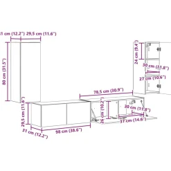 vidaXL Muebles Tv-Conjunto de mueble de TV 4 pcs Madera de ingeniería