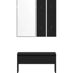 vidaXL Bancos-Conjunto de muebles de recibidor con cajón 4 pcs