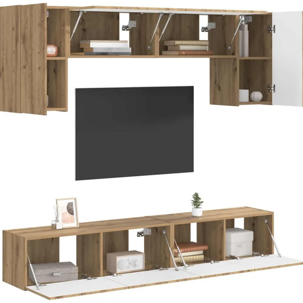 vidaXL Conjunto de mueble de TV 4 pcs Madera de ingeniería