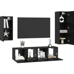 vidaXL Muebles Tv-Conjunto de mueble de TV 4 pcs Madera de ingeniería