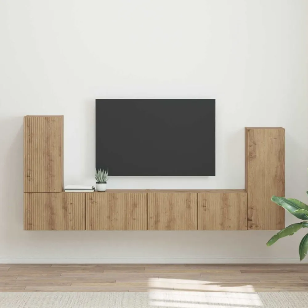vidaXL Conjunto de mueble de TV 4 pcs Roble artesanal Roble artisan Best