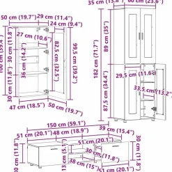vidaXL Conjunto de mueble de TV con cajón FLORIN Gris sonoma Online