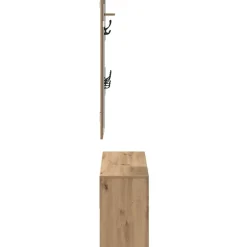 vidaXL Bancos-Conjunto de muebles de recibidor 4 pcs Roble Artesanal
