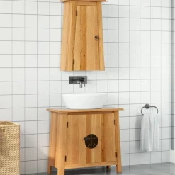 vidaXL Conjunto de muebles de baño 2 piezas madera maciza de pino