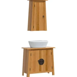 vidaXL Conjunto de muebles de baño 2 piezas madera maciza de pino