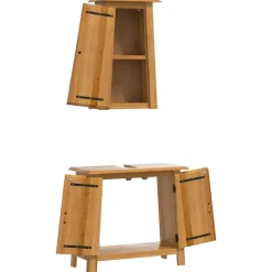 vidaXL Conjunto de muebles de baño 2 piezas madera maciza de pino