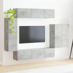 vidaXL Muebles Tv-Conjunto de mueble para TV de pared 6 pcs Gris Concreto