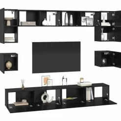 vidaXL Conjunto de mueble de TV 8 pcs Madera de ingeniería Roble negro Sale