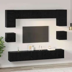 vidaXL Conjunto de mueble de TV 8 pcs Madera de ingeniería Roble negro Sale