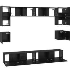 vidaXL Conjunto de mueble de TV 8 pcs Madera de ingeniería Roble negro Sale