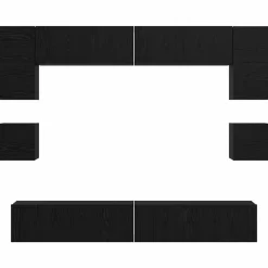 vidaXL Conjunto de mueble de TV 8 pcs Madera de ingeniería Roble negro Sale
