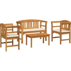 vidaXL Conjuntos De Muebles-Conjunto de salón Rosa del jardín 4 pcs Madera de Acacia Sólida