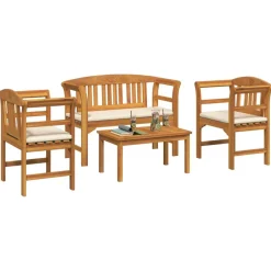 vidaXL Conjuntos De Muebles-Conjunto de salón Rosa del jardín 4 pcs Madera de Acacia Sólida