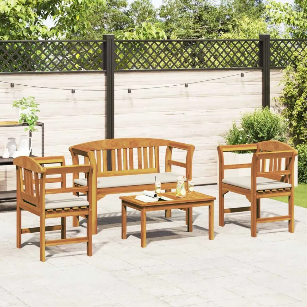 vidaXL Conjuntos De Muebles-Conjunto de salón Rosa del jardín 4 pcs Madera de Acacia Sólida