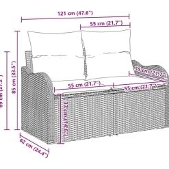 vidaXL Muebles De Jardín-Conjunto de sofá de jardín 7 pcs Negro ratán sintético