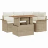 vidaXL Conjunto de sofá de jardín con cojín 5 pcs beige y crema New