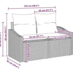 vidaXL Muebles De Jardín-Conjunto de sofá de jardín con cojín 9 pcs ratán sintético