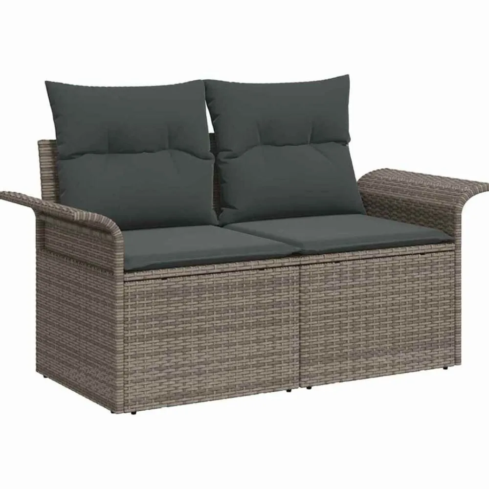 vidaXL Muebles De Jardín-Conjunto de sofá de jardín con cojín 5 pcs Poliratán