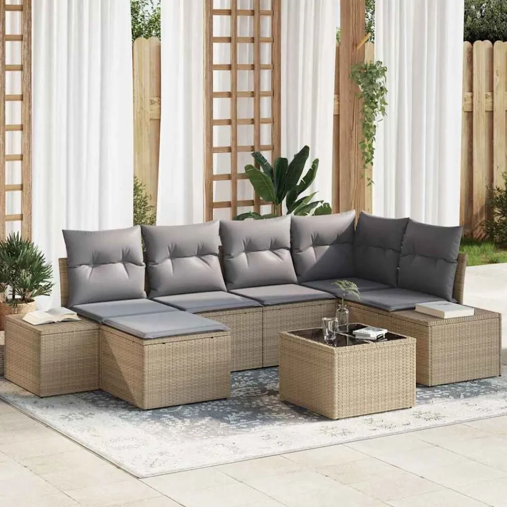 vidaXL Muebles De Jardín-Conjunto de sofá de jardín con cojín 6 pcs