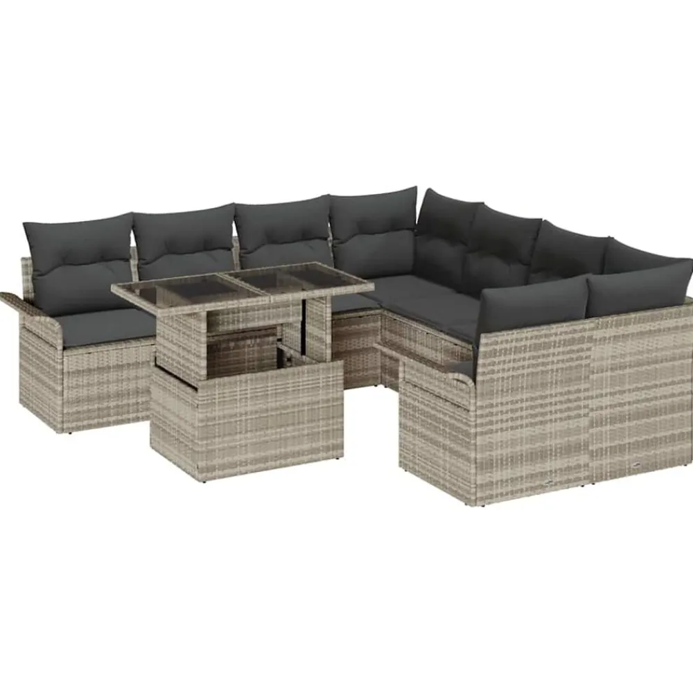 vidaXL Muebles De Jardín-Conjunto de sofá de jardín 9 pcs ratán sintético