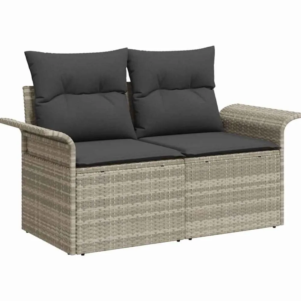 vidaXL Muebles De Jardín-Conjunto de sofá de jardín 9 pcs ratán sintético