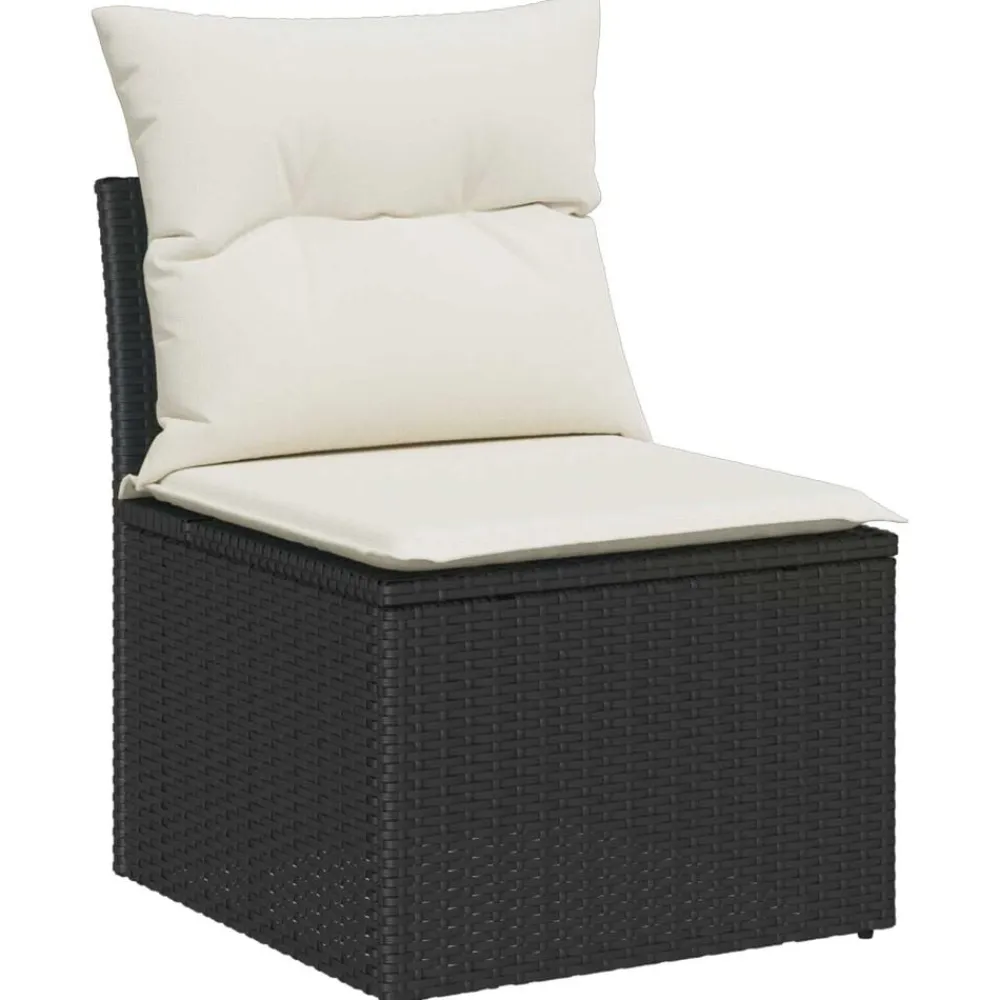 vidaXL Muebles De Jardín-Conjunto de sofá de jardín 5 pcs Negro ratán sintético