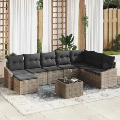 vidaXL Conjunto de sofá de jardín 8 pcs Claro ratán sintético Gris Clearance