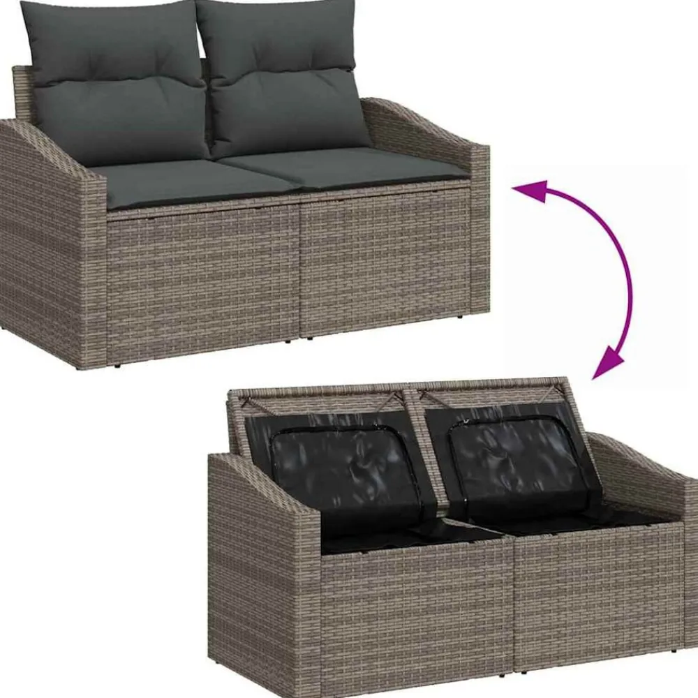 vidaXL Conjunto de sofá de jardín 8 pcs Claro ratán sintético Gris Clearance