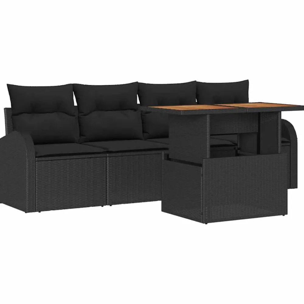 vidaXL Muebles De Jardín-Conjunto de sofá de jardín 5 pcs Poliratán