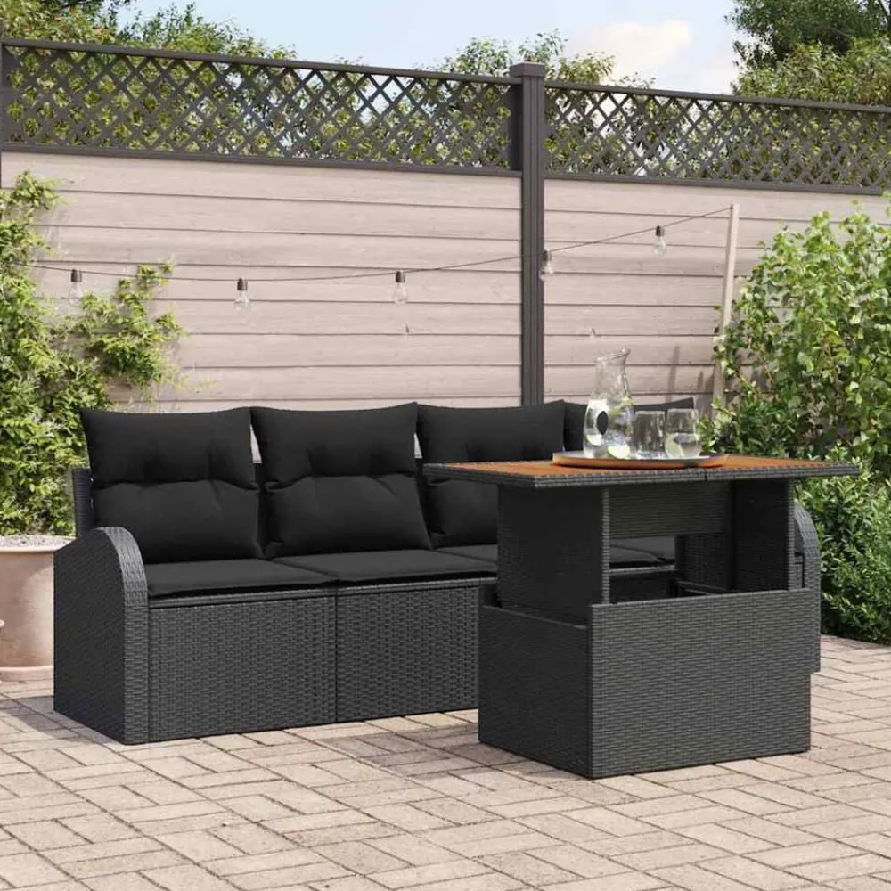 vidaXL Muebles De Jardín-Conjunto de sofá de jardín 5 pcs Poliratán