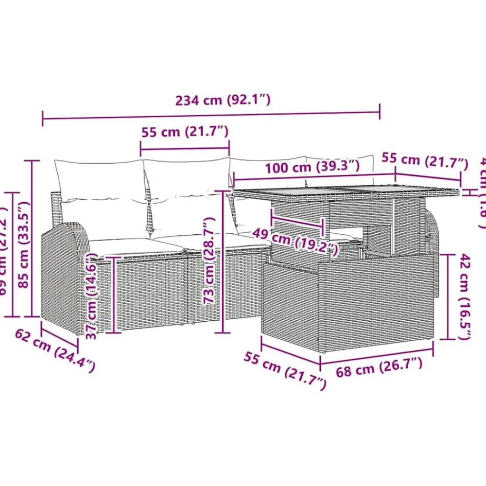 vidaXL Muebles De Jardín-Conjunto de sofá de jardín 5 pcs Poliratán