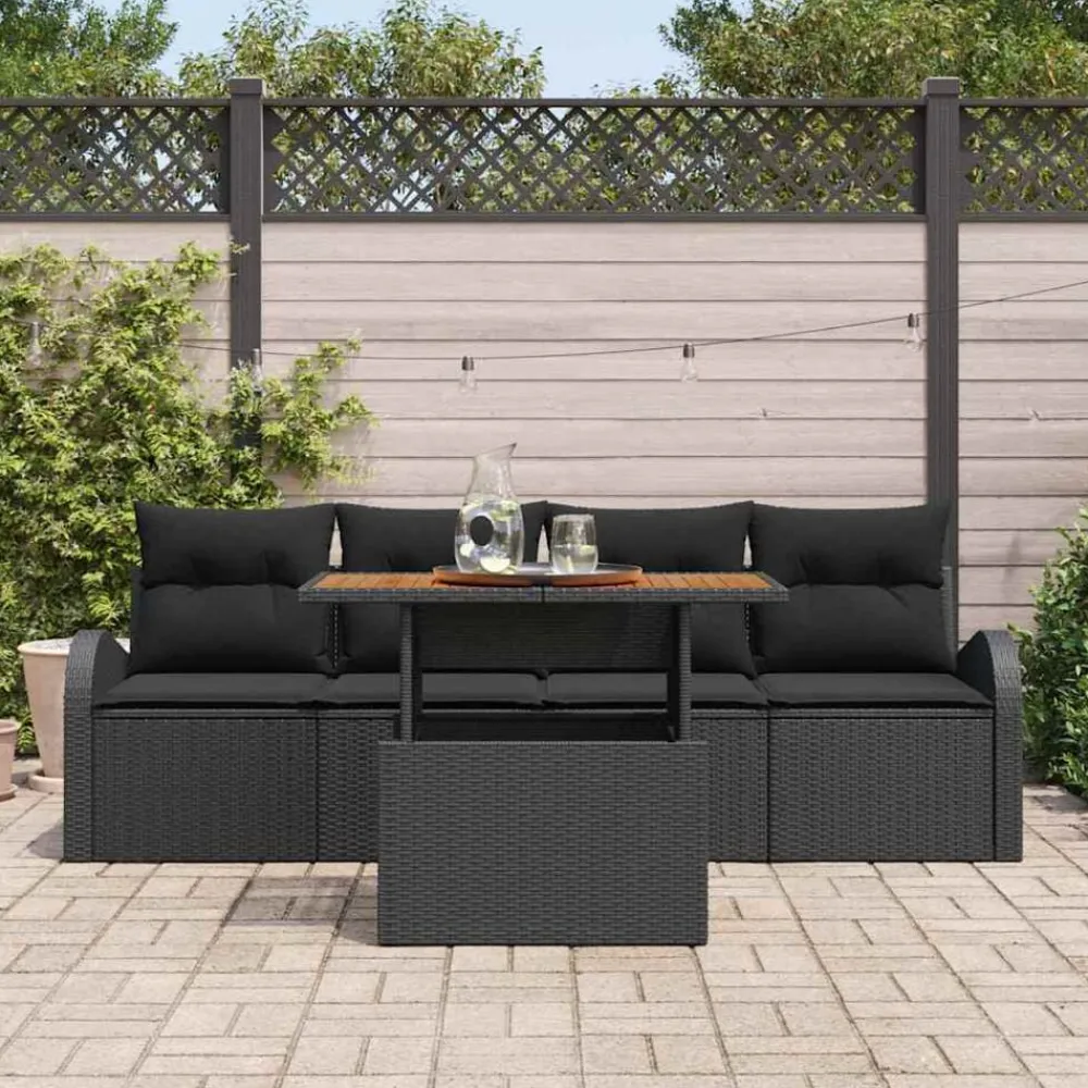 vidaXL Muebles De Jardín-Conjunto de sofá de jardín 5 pcs Poliratán