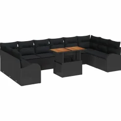 vidaXL Muebles De Jardín-Conjunto de sofá de jardín 11 pcs Poliratán