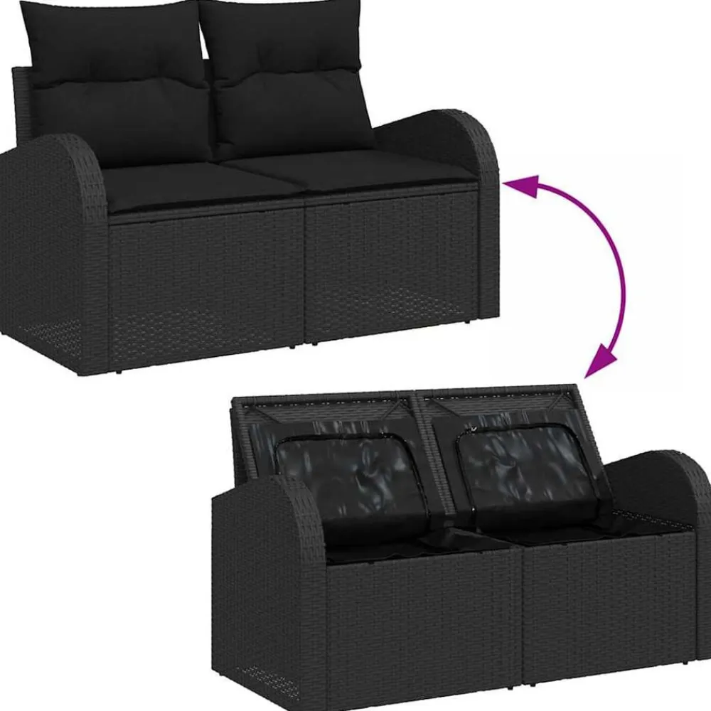 vidaXL Muebles De Jardín-Conjunto de sofá de jardín 11 pcs Poliratán