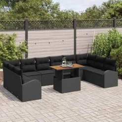 vidaXL Muebles De Jardín-Conjunto de sofá de jardín 11 pcs Poliratán