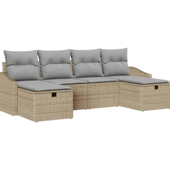 vidaXL Conjunto de sofá de jardín con cojín 6 pcs Poliratán Beige Online
