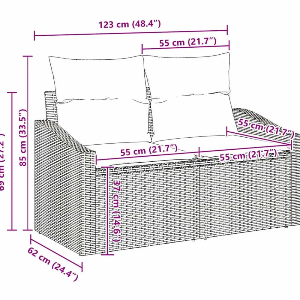 vidaXL Conjunto de sofá de jardín 9 pcs ratán sintético beige y crema Sale
