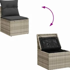 vidaXL Conjunto de sofá de jardín con cojín 7 pcs Poliratán Gris claro Outlet