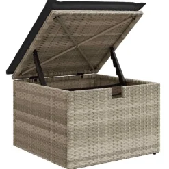 vidaXL Conjunto de sofá de jardín con cojín 7 pcs Poliratán Gris claro Outlet