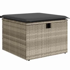 vidaXL Conjunto de sofá de jardín con cojín 7 pcs Poliratán Gris claro Outlet