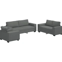 vidaXL Conjunto de sofá de 3 piezas con cojines de tela Gris oscuro New
