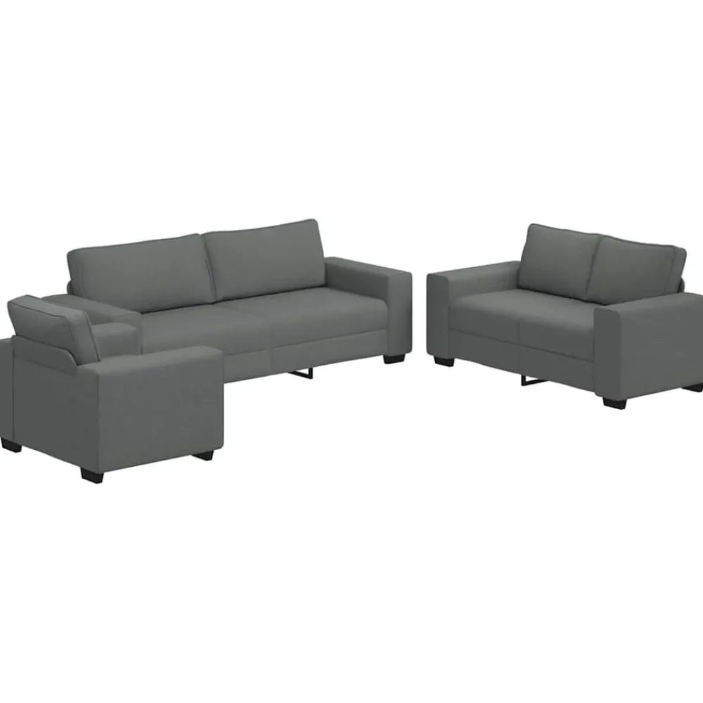 vidaXL Conjunto de sofá de 3 piezas con cojines de tela Gris oscuro New