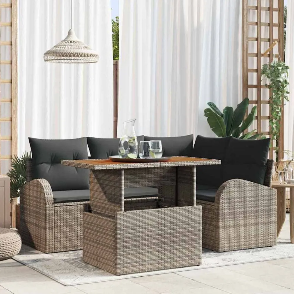 vidaXL Muebles De Jardín-Conjunto de sofá de jardín con cojín Manual 5 pcs
