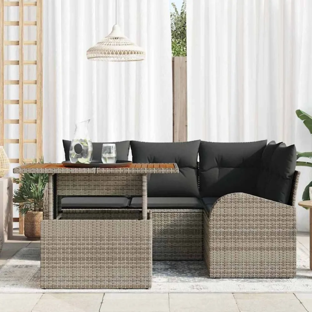 vidaXL Muebles De Jardín-Conjunto de sofá de jardín con cojín Manual 5 pcs