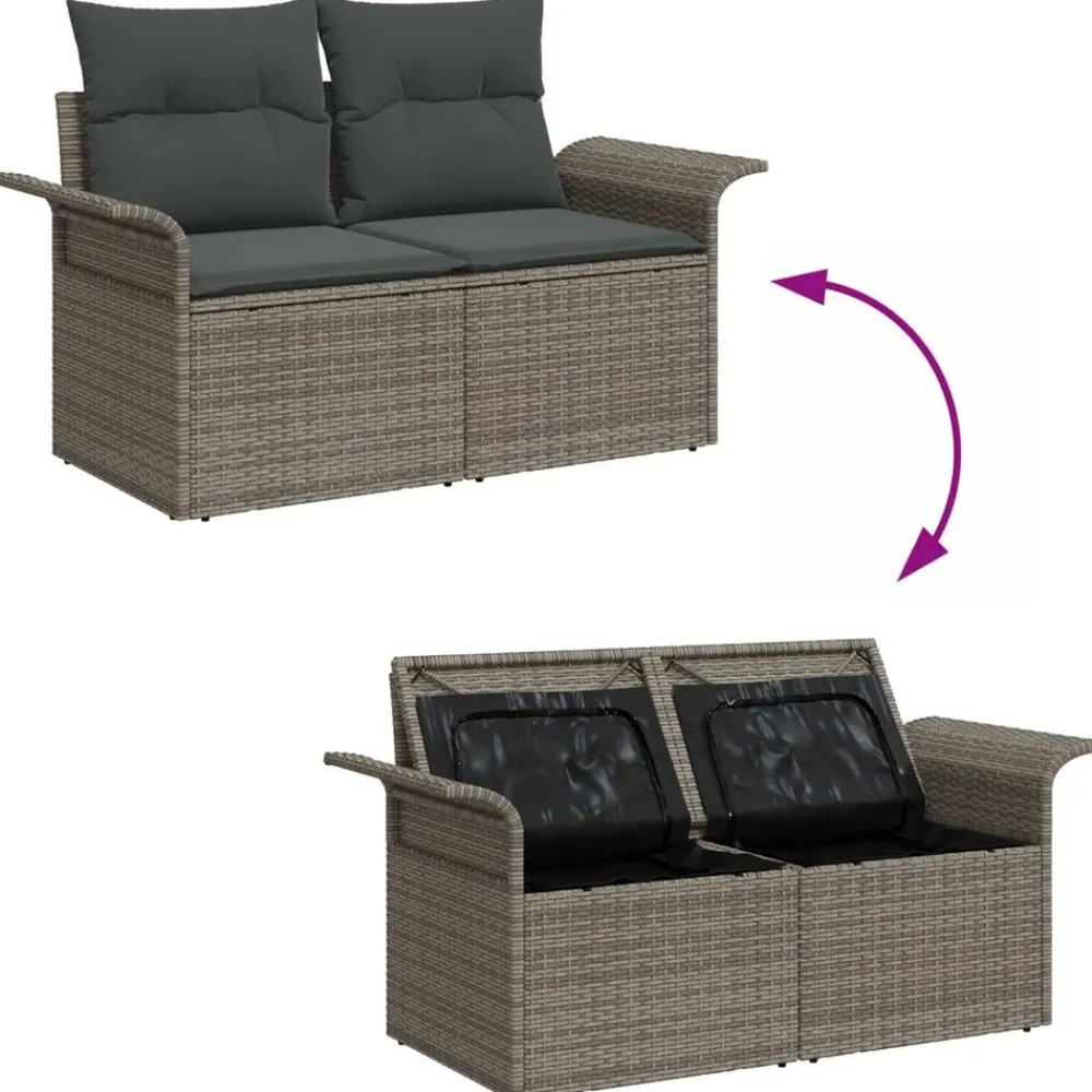 vidaXL Muebles De Jardín-Conjunto de sofá de jardín con cojín 7 pcs Poliratán