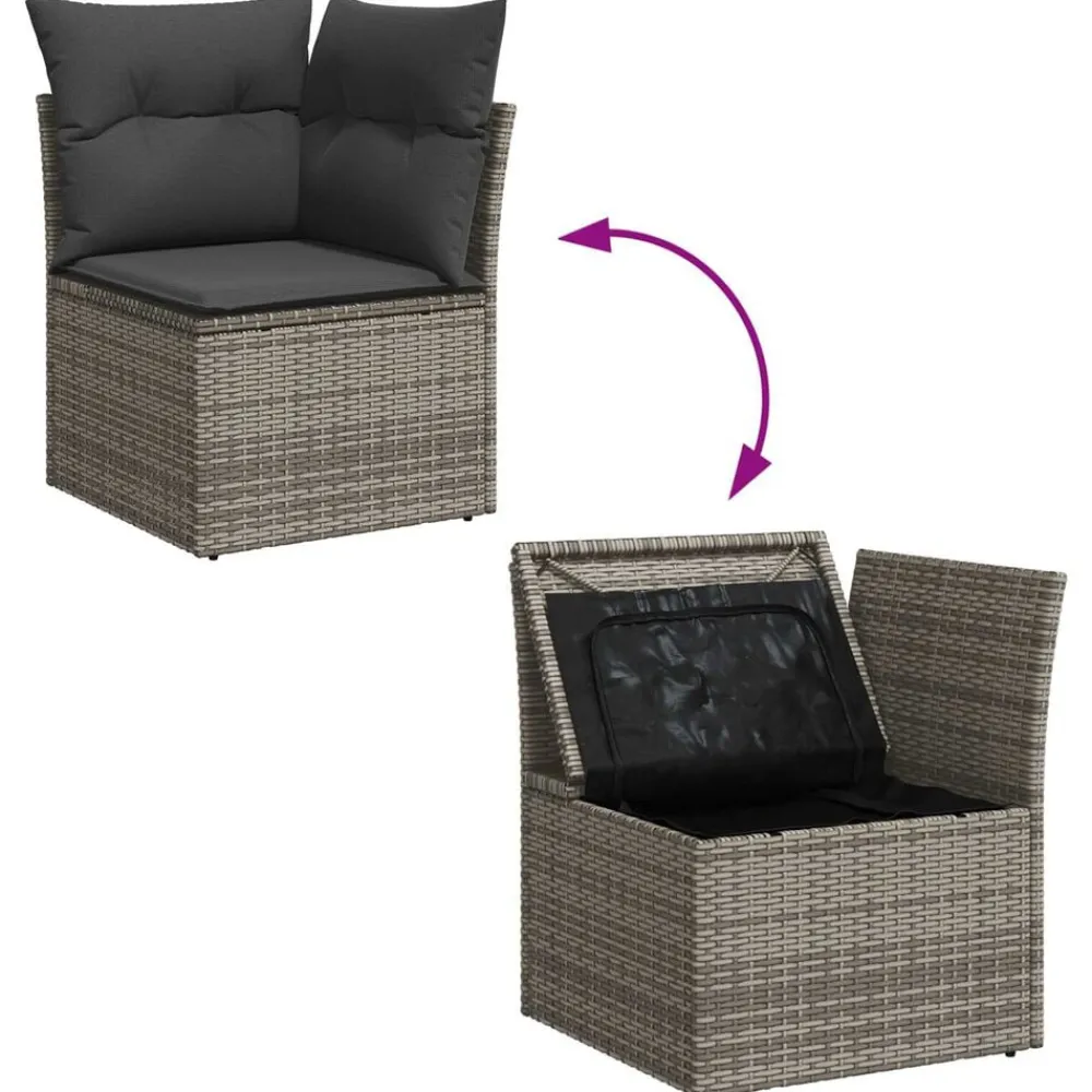 vidaXL Muebles De Jardín-Conjunto de sofá de jardín con cojín 7 pcs Poliratán