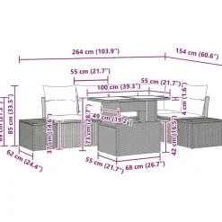 vidaXL Conjunto de sofá de jardín con cojín 6 pcs Poliratán Gris claro Sale